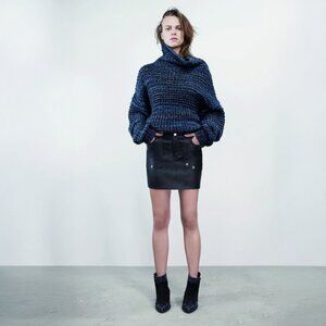 ZADIG & VOLTAIRE Turtleneck Wool Alpaca Blend Sweater Size S, Blue Made in Italy